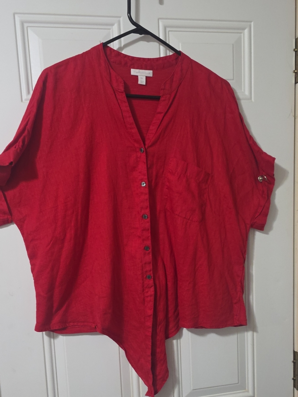 Charter Club Lightweight Red Button-Front Women's Top - Relaxed Fit